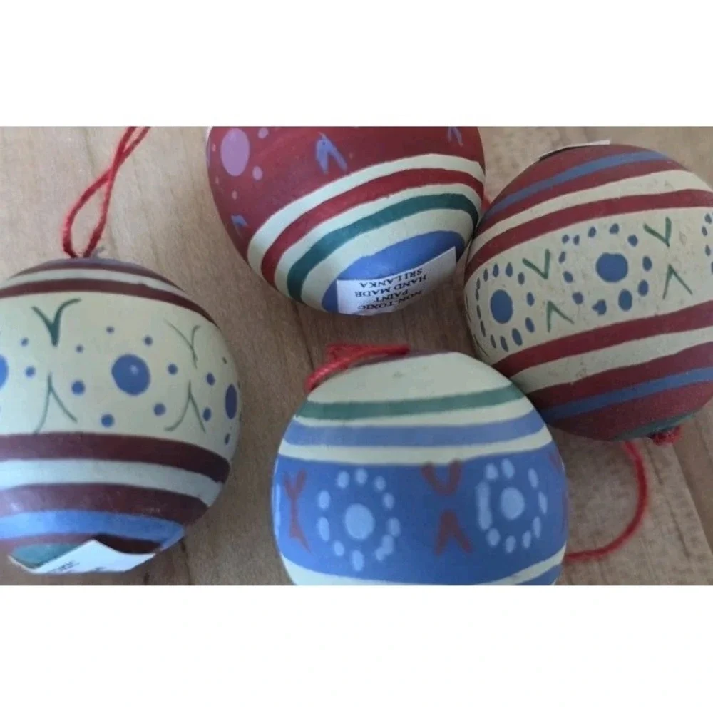 6 Handpainted Rustic Wooden Christmas Ornaments Folk Art Holiday Tree Farmhouse